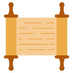 Papyrus, Torah scroll, holy scripture, wisdom. Flat vector illustration isolated on white background.