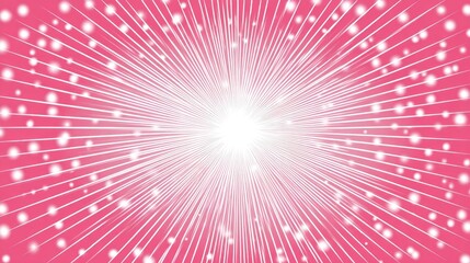 Obraz premium Pink radiating burst of light with small white dots