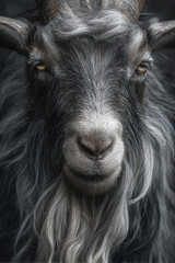 A close-up of a goat's beard and wise eyes, conveying a sense of age, character, and quiet observation.