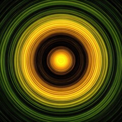 Concentric circles of swirling, vibrant green and yellow hues, culminating in a luminous center
