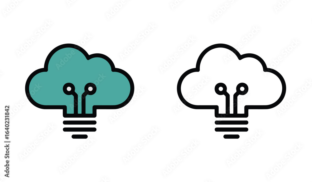 Poster conceptual cloud computing lightbulb symbolizing ideas innovation and technology integration in mode