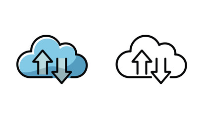 Fototapeta premium Illustration of Cloud Computing Upload and Download with Arrow Icons in Two Design Styles