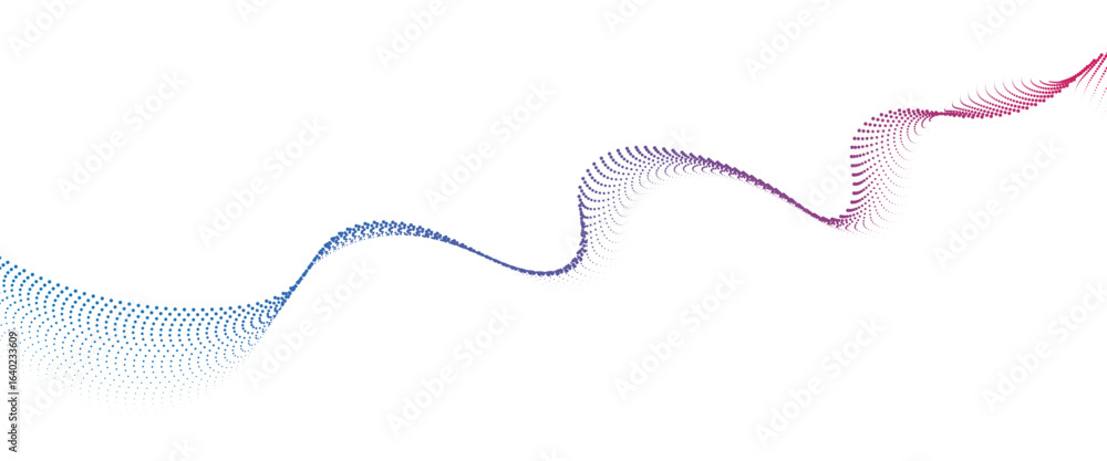 Poster flowing dot wave halftone gradient pattern on transparent background