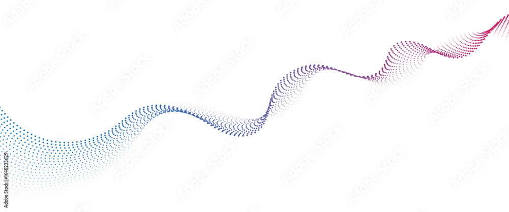 Poster flowing dot wave halftone gradient pattern on transparent background