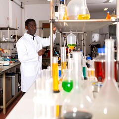 Black scientist working in a laboratory
