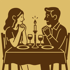 Illustration evening by candlelight vector minimalism Vector illustration minimalism