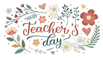 Fototapeta premium Teacher s day floral illustration isolated on white background
