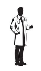 Silhouette of a doctor with stethoscope showing thumbs up