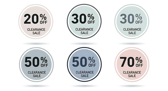 Clearance Sale Discount Badges with Various Percentage Off Offers