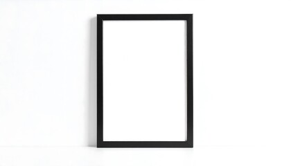 Blank black picture frame against white background