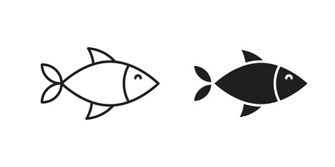 Fish icon elements. doodle graphics icons. outline flat illustration