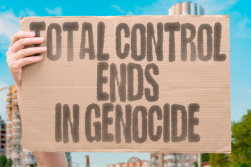 Total control ends in genocide. OPPRESSION. COLONIALISM. MASSACRE. HUNGER. DISPLACEMENT. INJUSTICE....