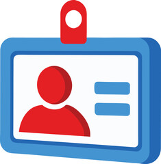 3d id card badge with person icon and clip