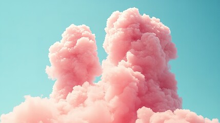 Pink smoke or clouds against a light blue sky dreamy and surreal.