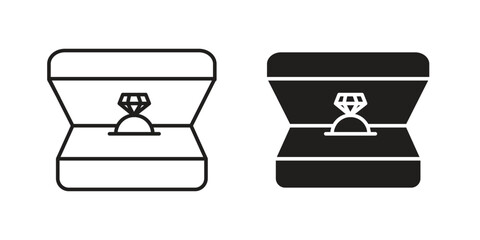 Ring box icon elements. doodle graphics icons.