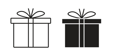 Present gift box icon elements. doodle graphics icons.