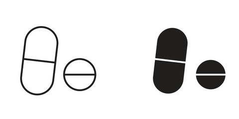 Painkiller pills icon elements. doodle graphics icons.