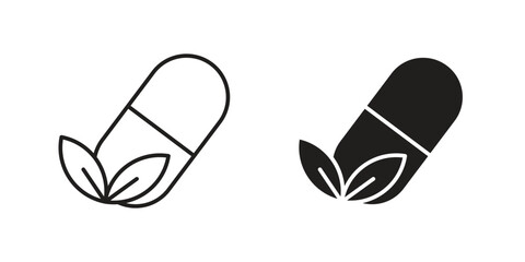 Herbal capsule icon elements. doodle graphics icons.