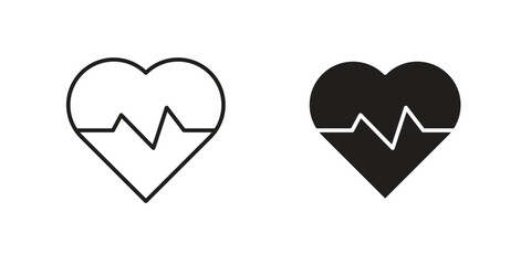 Heart rate icon elements. doodle graphics icons.