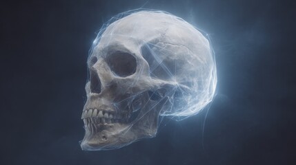 human skull x ray blue transparent