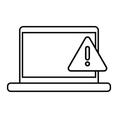 Laptop alert warning. Computer error symbol. Attention notification Vector. System warning icon.