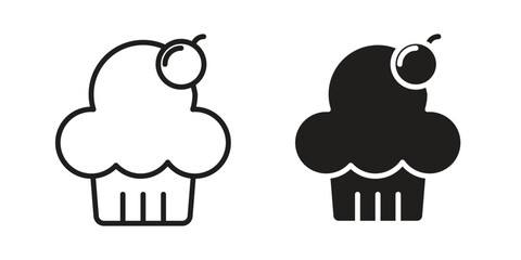 Cupcake icon elements. doodle graphics icons.