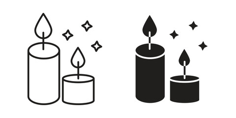 Candle icon elements. doodle graphics icons.
