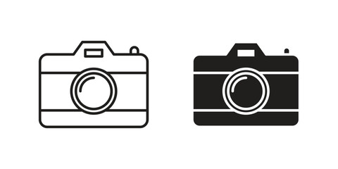 Camera icon elements. doodle graphics icons.