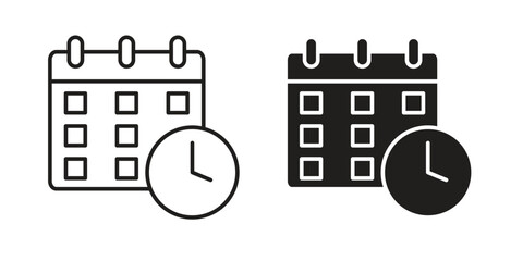 Calendar clock icon elements. doodle graphics icons.