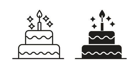 Birthday cake icon elements. doodle graphics icons.