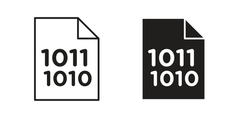 Binary code icon elements. doodle graphics icons.