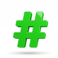 Fototapeta premium Green Hashtag Icon: A vibrant, three-dimensional, green hashtag symbol stands out in stark relief, a visual representation of modern online communication.
