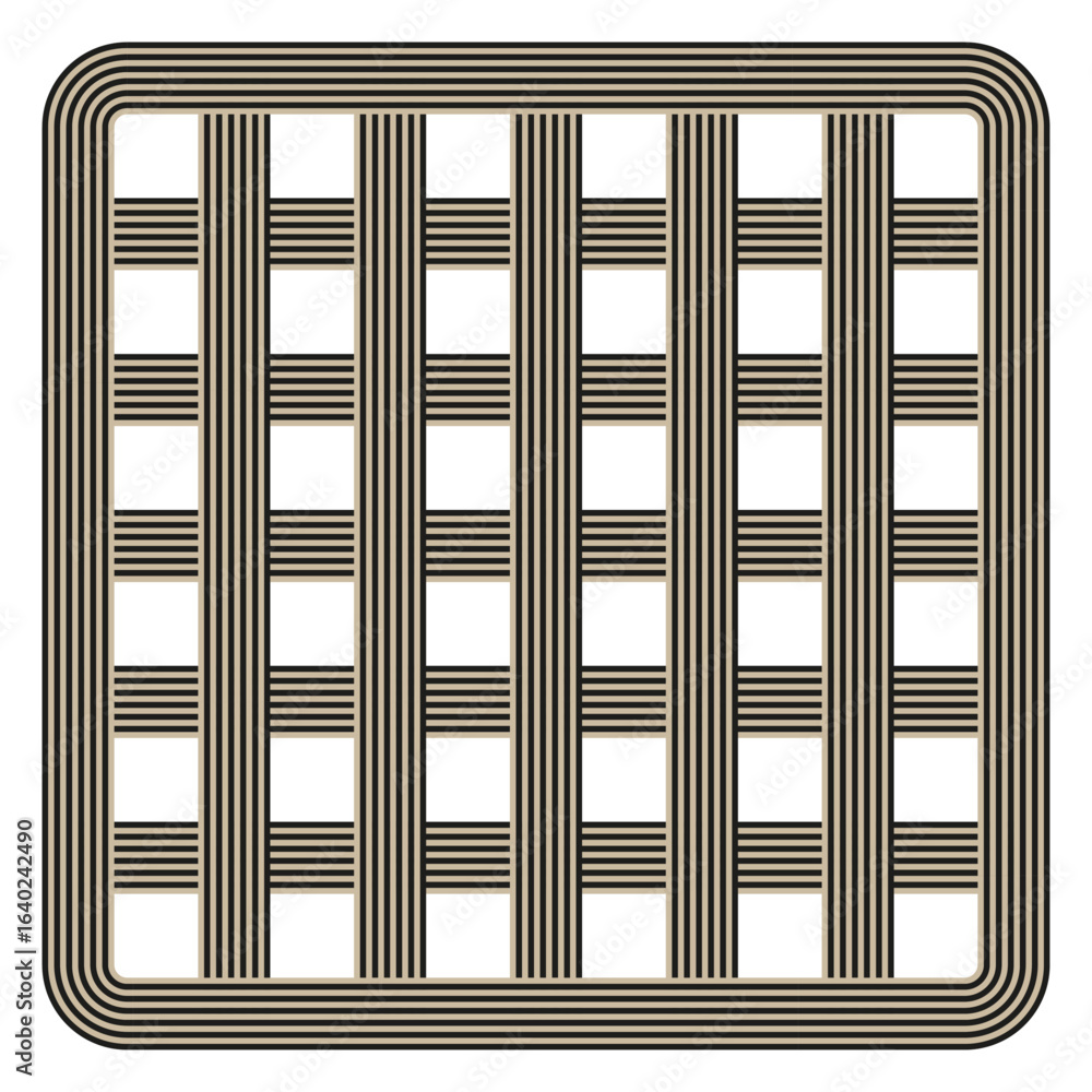 Aufkleber wicker basket vector pattern. intricate woven texture. geometric square background. neutral color gr