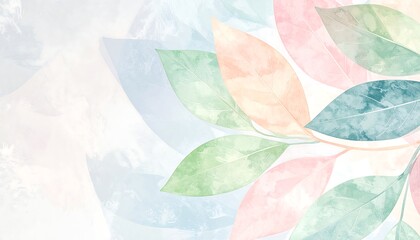 Pastel watercolor leaves background