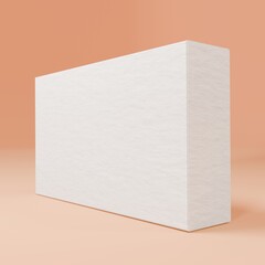 Minimalist White Box on Peach Backdrop 3d paper box mockups, side view product mockups 