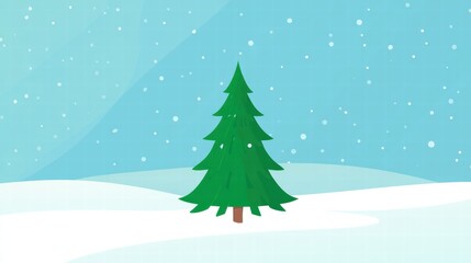 Fototapeta premium Magical Christmas tree glowing in snowy winter wonderland night.