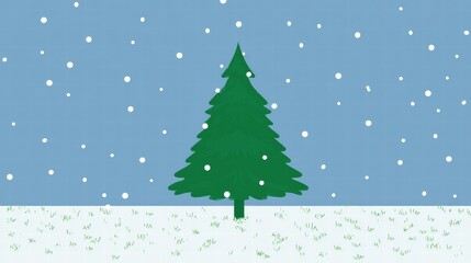 Fototapeta premium Magical Christmas tree glowing in snowy winter wonderland night.