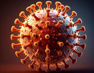 Macro style COVID-19 virus with depth of field for realistic microbiology concept. Generated image