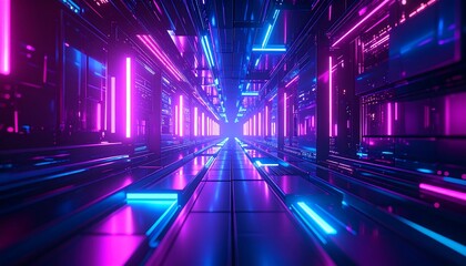 Neon tunnel futuristic technology
