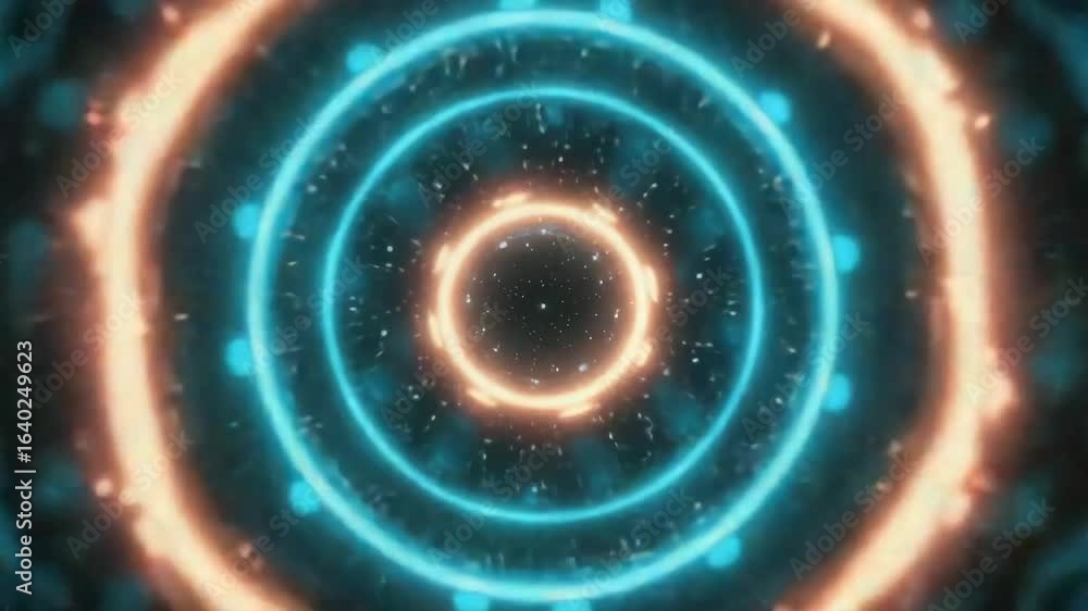 Canvas Prints concentric circles of vibrant neon light create a mesmerizing tunnel effect, evoking a sense of futu