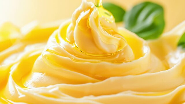 Palm oil shea butter. Creamy butter swirl with a drizzle of oil and fresh leaves.	