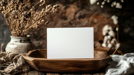 Blank Card Mockup: Rustic Autumn Scene