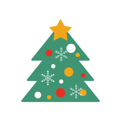 Obraz premium シンプルなクリスマスツリーのイラスト（塗り）