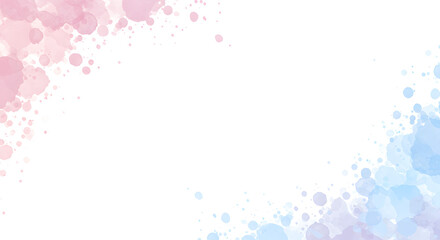 Pink and blue watercolor splatter frame, AI generated