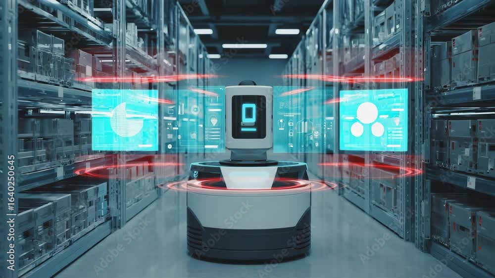 Poster smart robot utilizing artificial intelligence for managing logistics operations in a cutting-edge wa