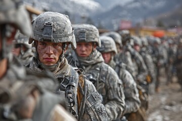 US Army Soldiers in Formation - Military Strength and Unity