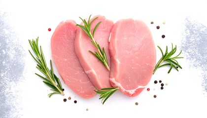 Raw pork chops with herbs