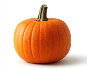 Obraz premium Single, ripe orange pumpkin on white background