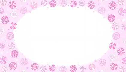 ピンクのキャンディフレームとロリポップの背景