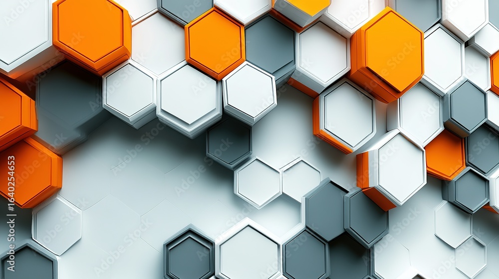 Aufkleber abstract background featuring a pattern of orange gray and white hexagons.